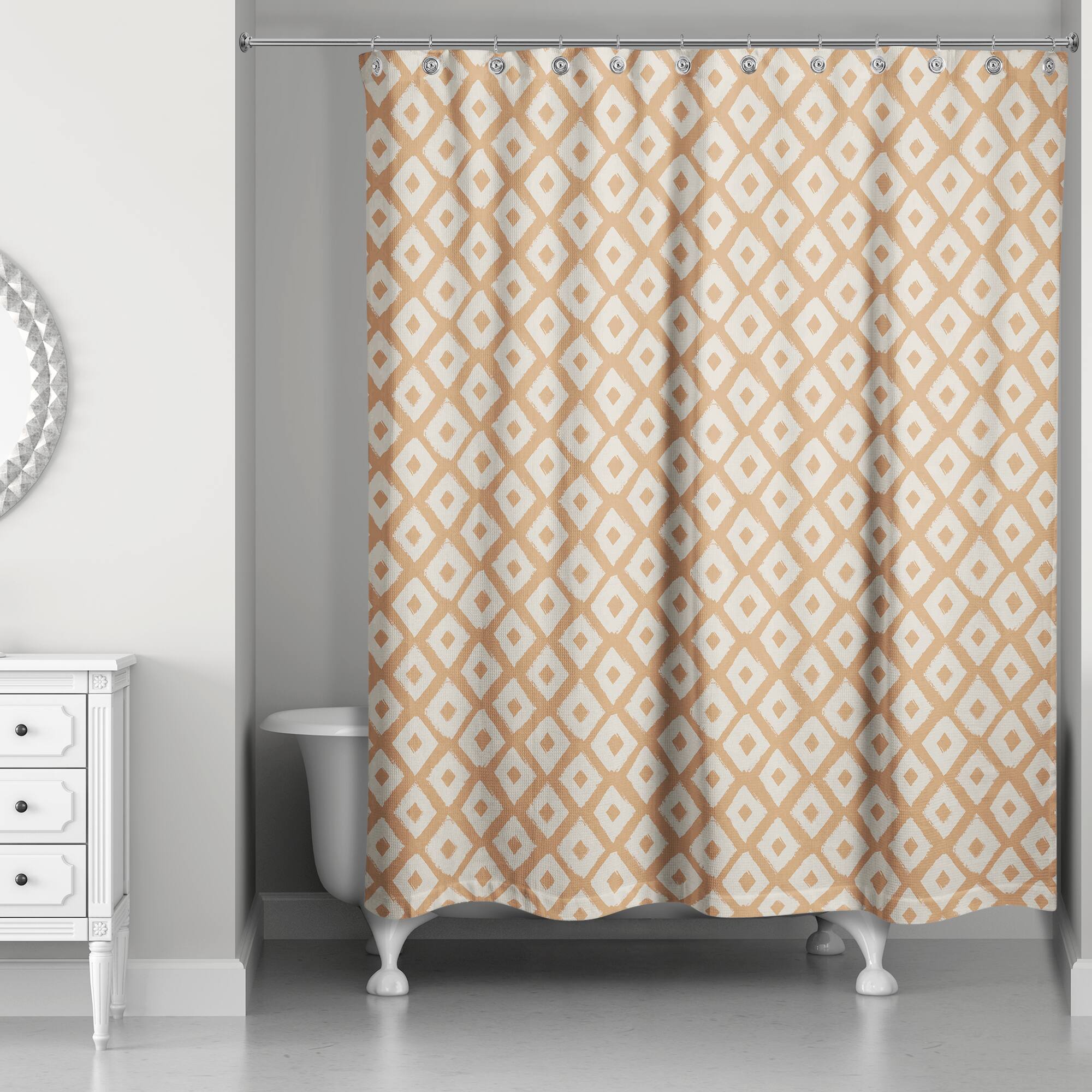 Terracotta Brush Diamonds 71" x 74" Shower Curtain
